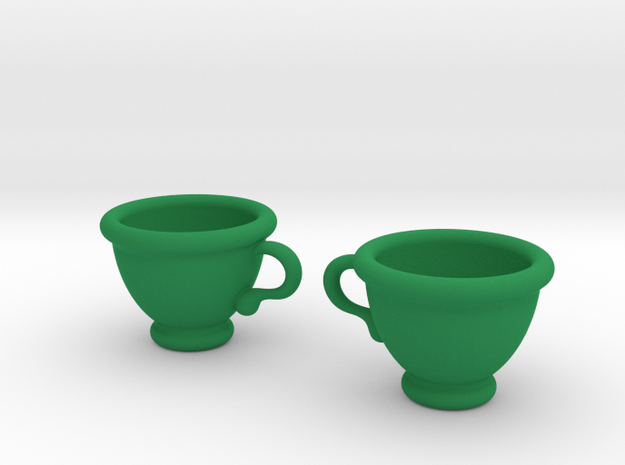 Coffee Cups Earrings in Green Processed Versatile Plastic