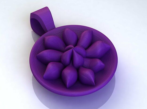 Nymphaea Flower Pendant in Purple Processed Versatile Plastic