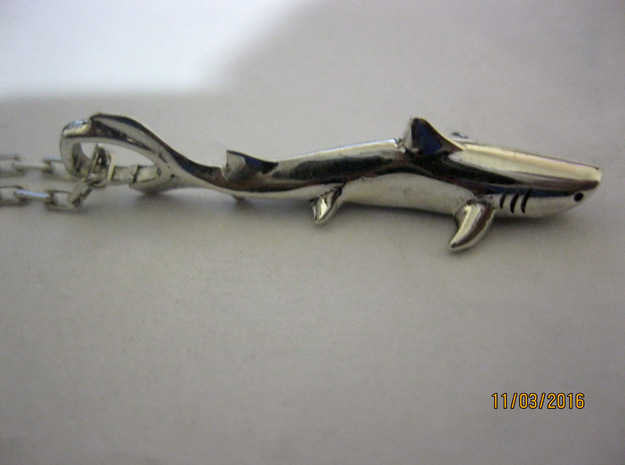 Shark Pendant in Polished Bronzed Silver Steel