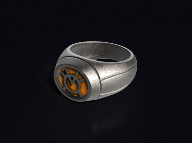 Orange Lantern Ring in Polished Bronzed Silver Steel
