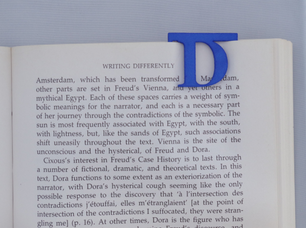 Bookmark Monogram. Initial / Letter  D  in Blue Processed Versatile Plastic