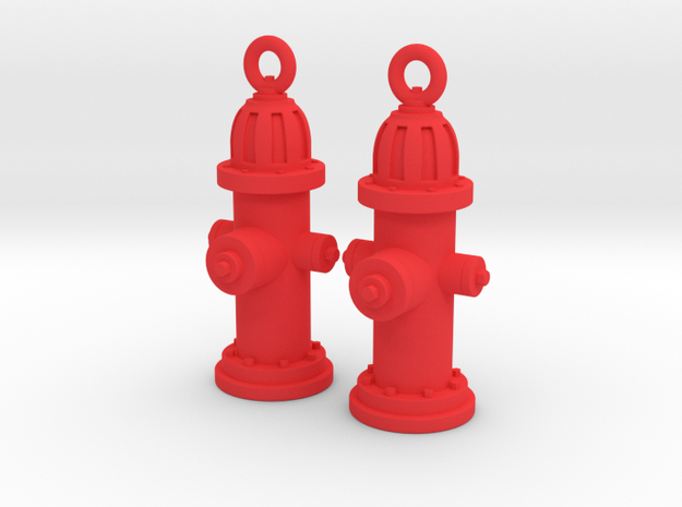 Fire Hydrant Earrings in Red Processed Versatile Plastic