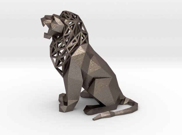Roaring Lion in Polished Bronzed Silver Steel