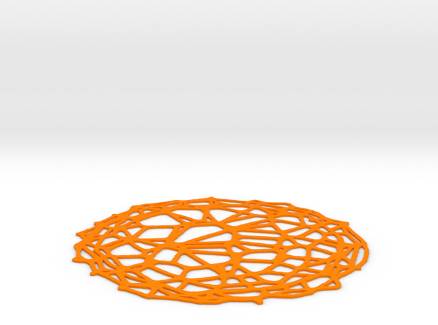 Coaster - Voronoi #4 (13 cm) in Orange Processed Versatile Plastic