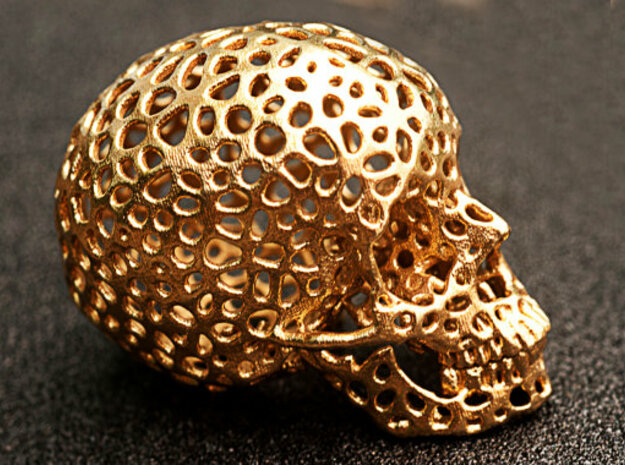 Human Skull Voronoi Style in Natural Silver