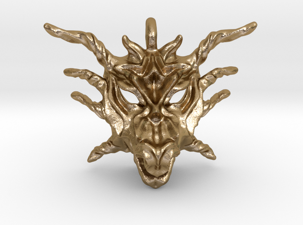 Sunlight Dragon Small Pendant in Polished Gold Steel