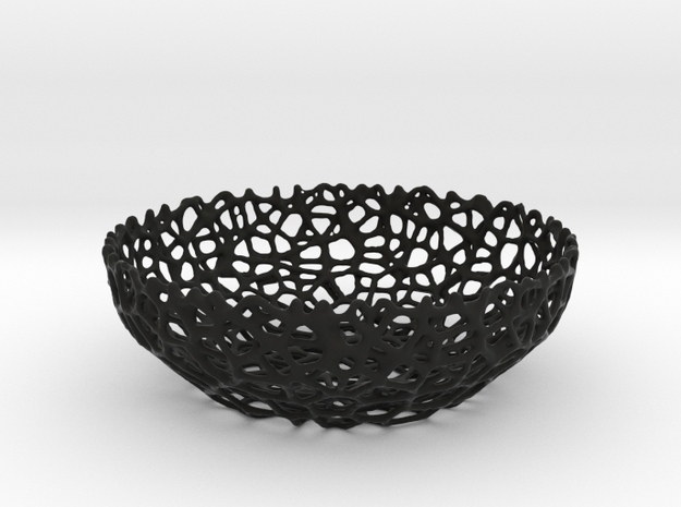 Voronoi bowl (15 cm) - Style #8 in Black Natural Versatile Plastic