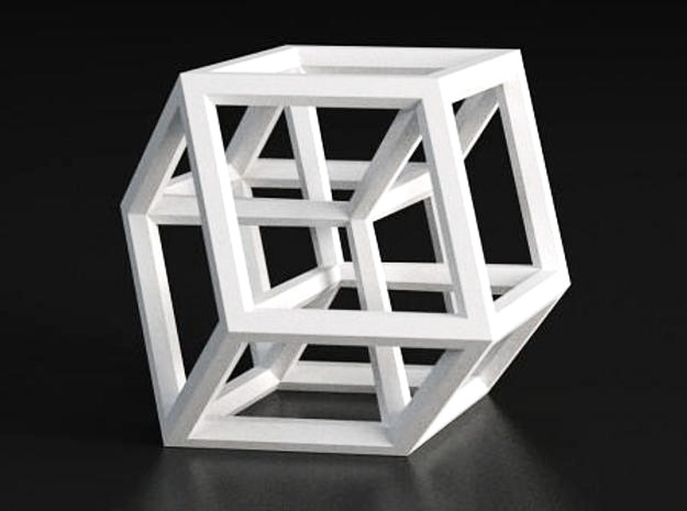 Hypercube B (11cm) in White Processed Versatile Plastic