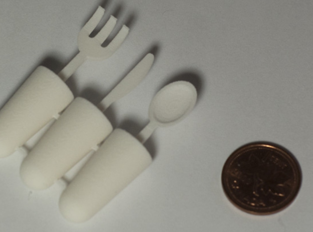 BJD Cutlery Set in White Natural Versatile Plastic