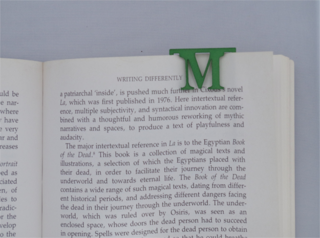 Bookmark Monogram. Initial / Letter M  in Green Processed Versatile Plastic