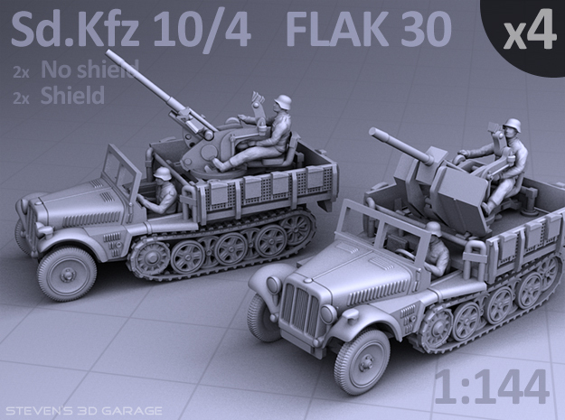 Sd.Kfz 10/4  FLAK 30  (4 pack) in Tan Fine Detail Plastic