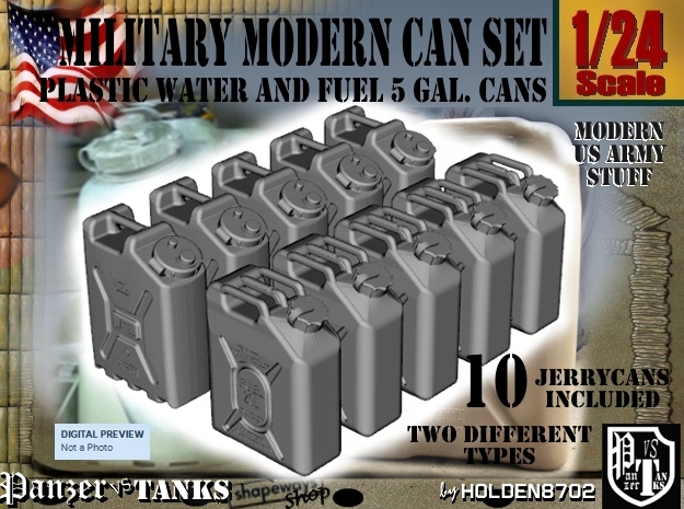 1-24 Military Fuel+Water Can SET in Tan Fine Detail Plastic