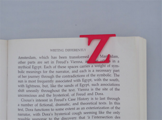 Bookmark Monogram. Initial / Letter Z  in Red Processed Versatile Plastic