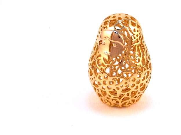 Matryoshka / Nesting Doll Pendant in 18k Gold Plated Brass