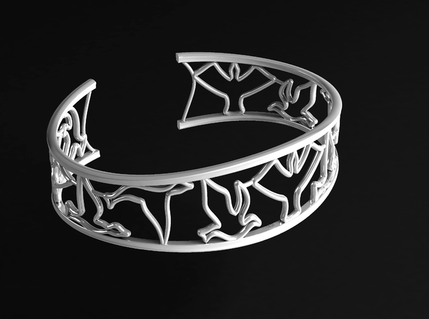 Birds Silhouette Bracelet (small) in Polished Silver
