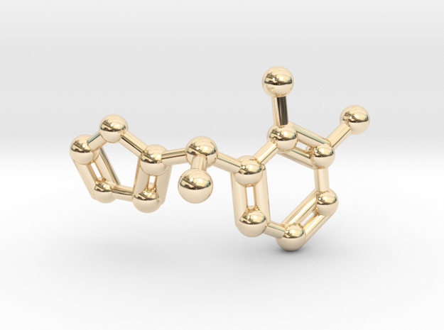 Dexmedetomidine Molecule Keychain Pendant in 14k Gold Plated Brass