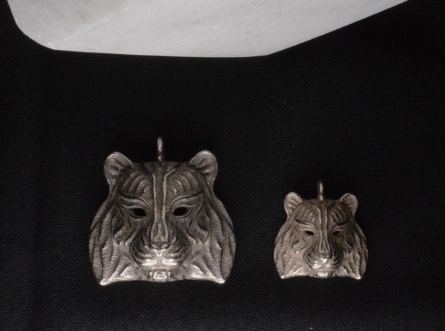 Tiger Pendant in Polished Bronzed Silver Steel