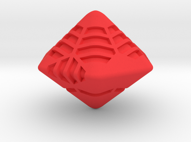 Stripes D12 (hexagonal bipyramid version) in Red Processed Versatile Plastic