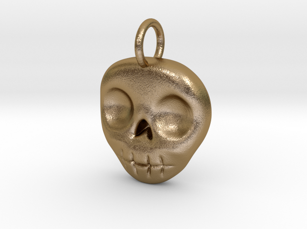 Skull Necklace/Earring pendant in Polished Gold Steel