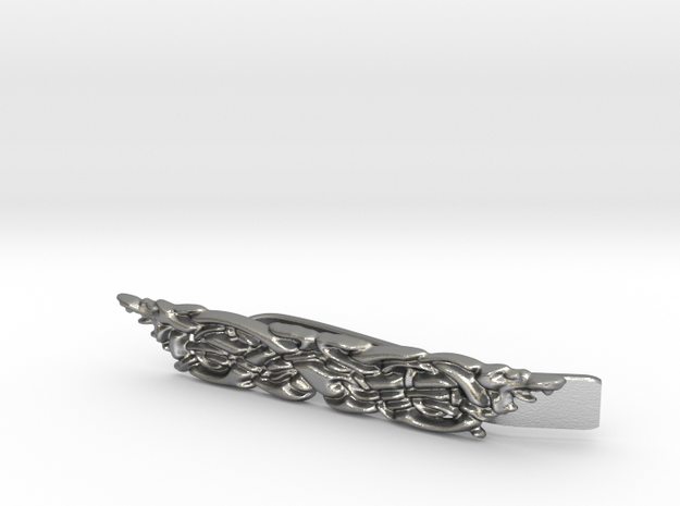 Celtic Wolf Motif Tie clip (precious metals) in Natural Silver