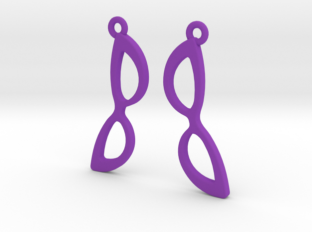 Cateye Glasses Earrings in Purple Processed Versatile Plastic