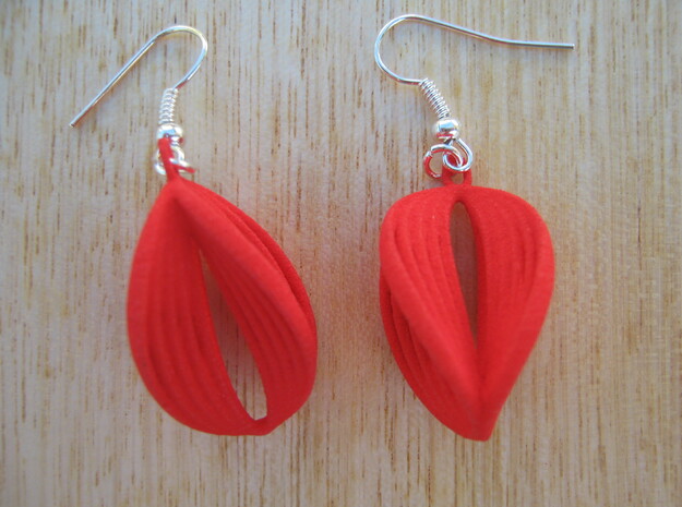 Five Flat Coils Earrings in Red Processed Versatile Plastic