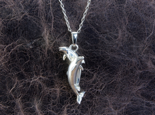 Dolphin Pendant in Polished Silver