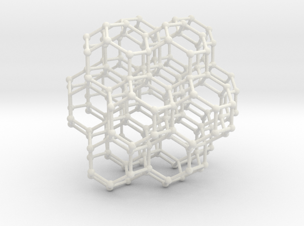 Bitruncated Cubic Honeycomb Sacred Geometry 80mm  in White Natural Versatile Plastic