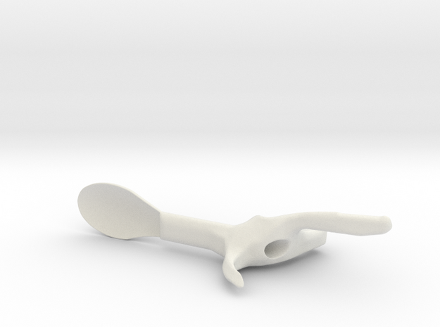 Left Hand Medium Spoon in White Natural Versatile Plastic