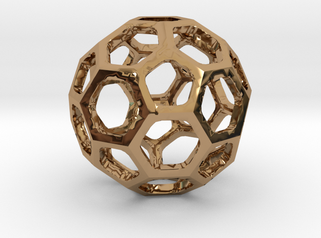 Truncated Icosahedron pendant in Polished Brass