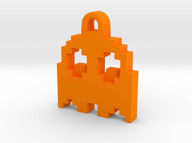 Pac Man Ghost 8-bit Earring 2 (looks down | moving in Orange Processed Versatile Plastic