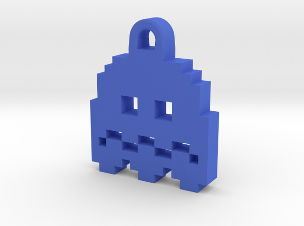 Pac Man Ghost 8-bit Earring 2 (afraid) in Blue Processed Versatile Plastic