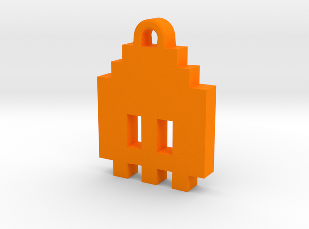 Pac Man Ghost 8-bit Earring 1 (looks down) in Orange Processed Versatile Plastic