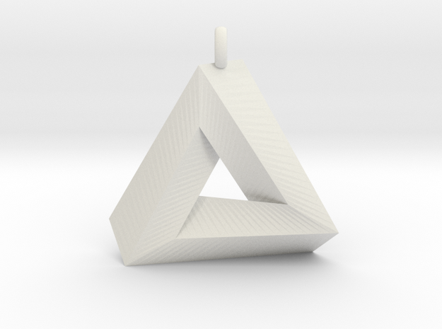 Penrose Triangle - Pendant (3cm | 2.5mm O-Ring) in White Natural Versatile Plastic