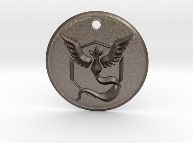 Team Mystic Pendant- Pokemon Go in Polished Bronzed Silver Steel