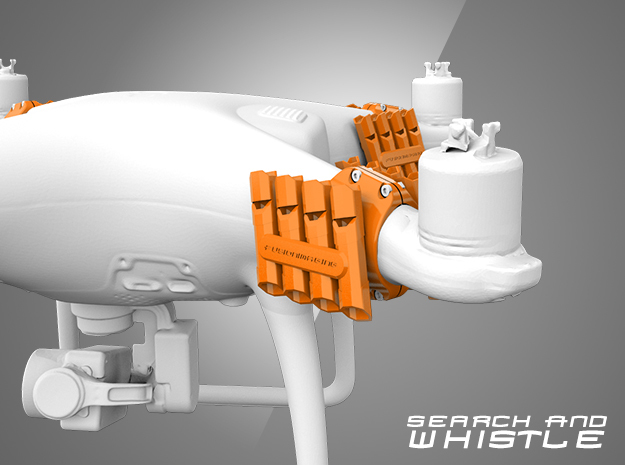 Phantom 4 - 'Search and Whistle' Drone Attachment  in Orange Processed Versatile Plastic