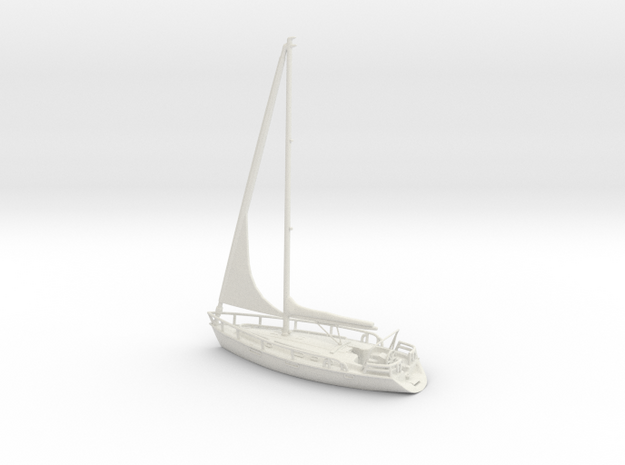 SailBoat 02_reefed sails. HO Scale 1:87  in White Natural Versatile Plastic