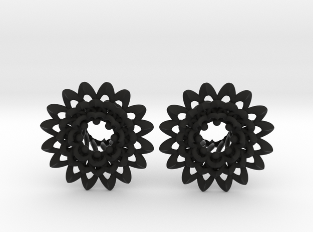 Plugs The Chrysanthemum / gauge / size 0g (8mm) in Black Natural Versatile Plastic