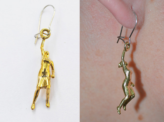 Earrings 'Golden lady' in Natural Brass