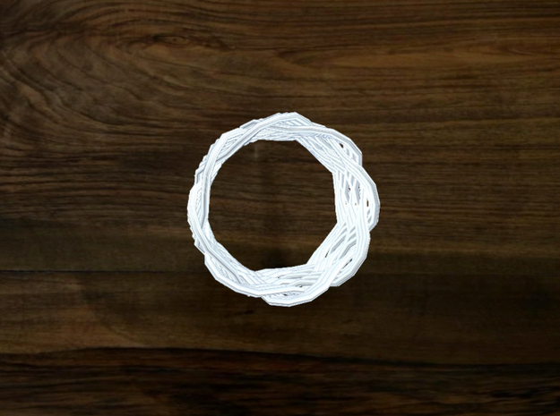 Turk's Head Knot Ring 6 Part X 8 Bight - Size 6.25 in White Natural Versatile Plastic