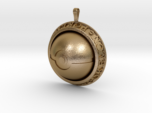 Pokeball Pendant in Polished Gold Steel