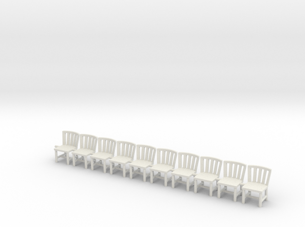 OO Scale Simple Chairs X10  in White Natural Versatile Plastic