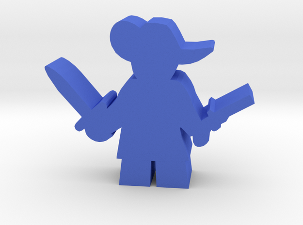 Game Piece, Musketeer, sword and pistol in Blue Processed Versatile Plastic