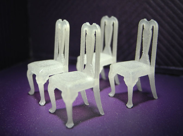 1:48 Queen Anne Chairs in Tan Fine Detail Plastic