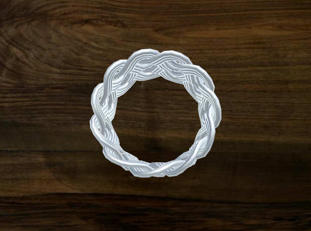 Turk's Head Knot Ring 5 Part X 11 Bight - Size 6.5 in White Natural Versatile Plastic