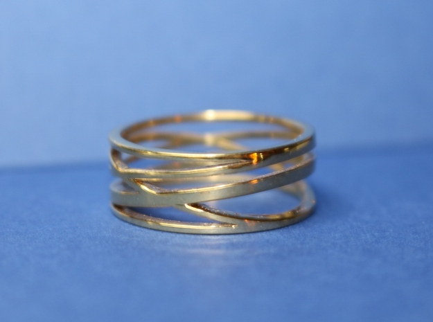 Abstract Lines Ring - US Size 12 in 18k Gold Plated Brass