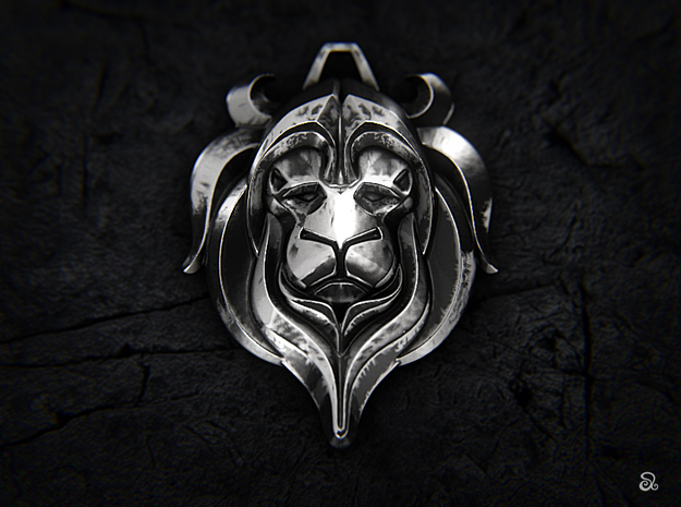 Lion in Polished Bronzed Silver Steel