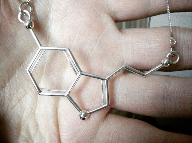 Serotonin Necklace Pednant in Fine Detail Polished Silver