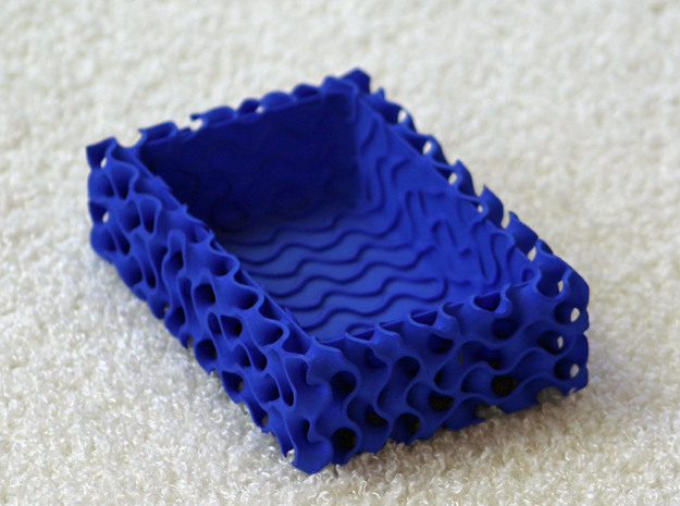 Gyroid Bowl Rectangle in Blue Processed Versatile Plastic