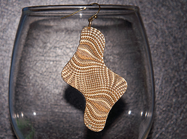 Texture Earring #1 in Natural Brass